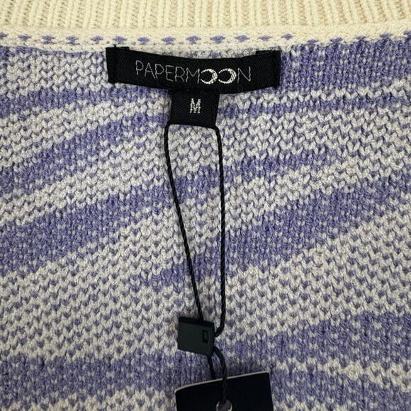 New Papermoon Light Purple Cream Animal Print Cardigan Medium - Picture 5 of 6